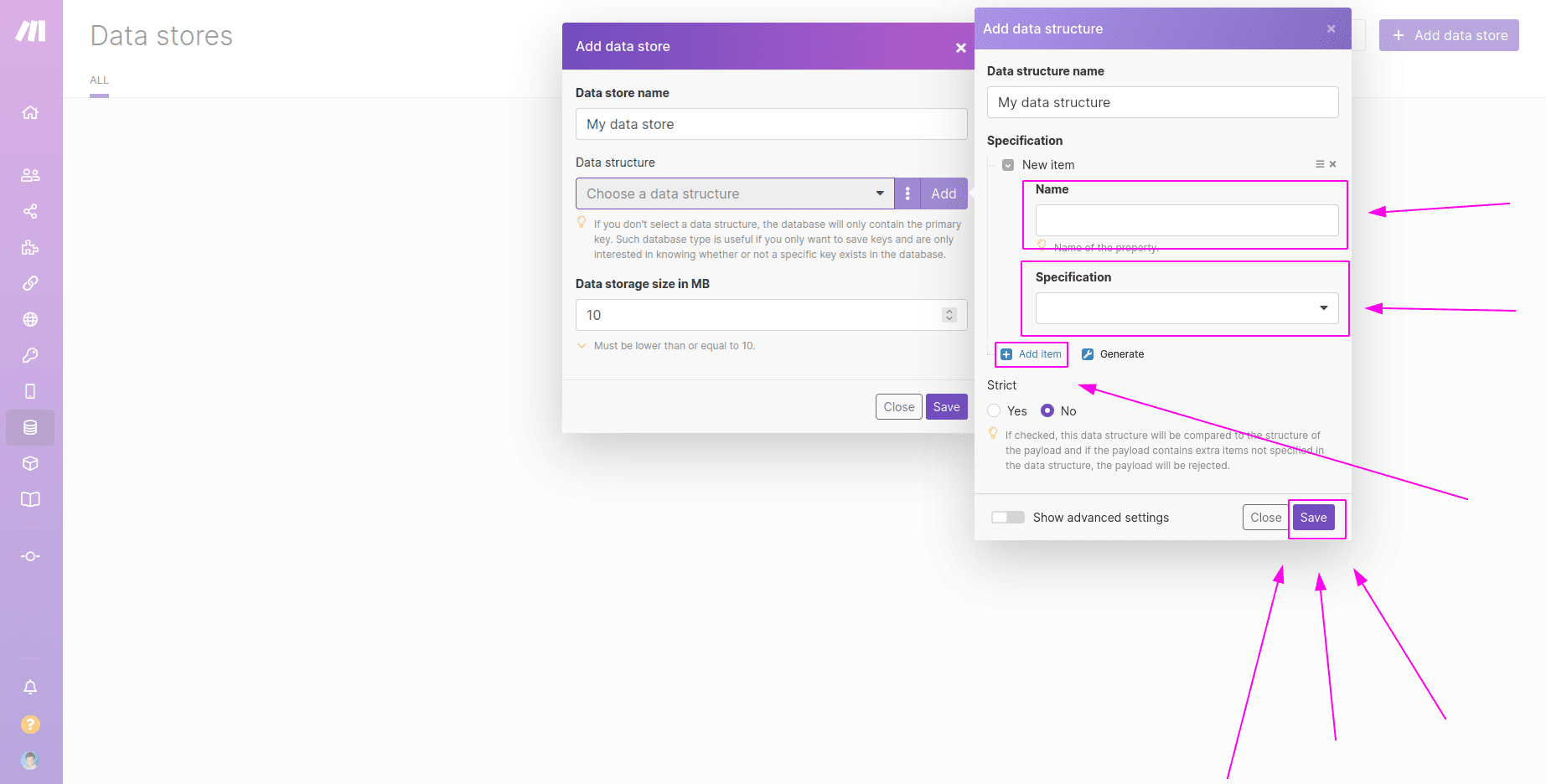 How to Create a New Data Store on Make / Integromat - 5