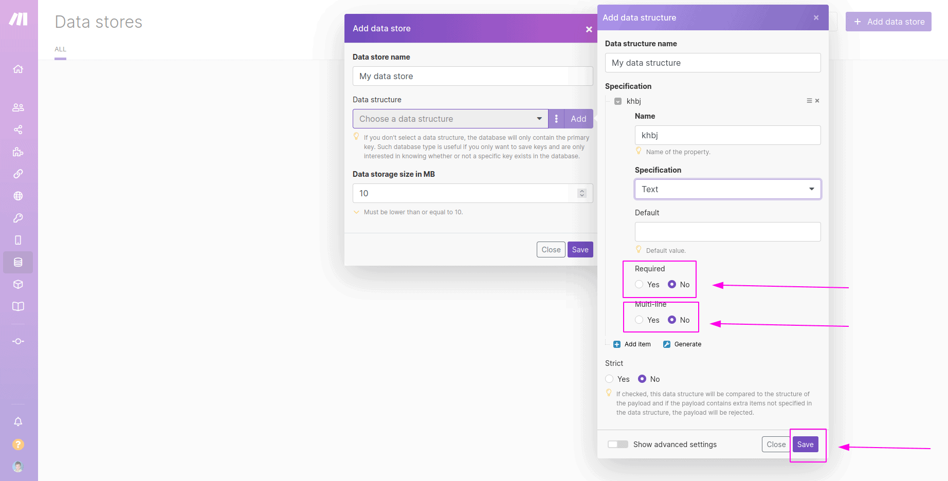 How to Create a New Data Store on Make / Integromat - 6